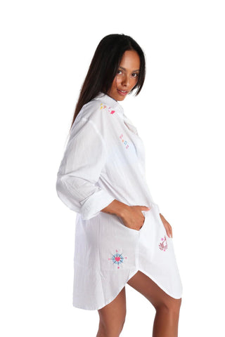 Nautical Shirt Dress in White - obligato