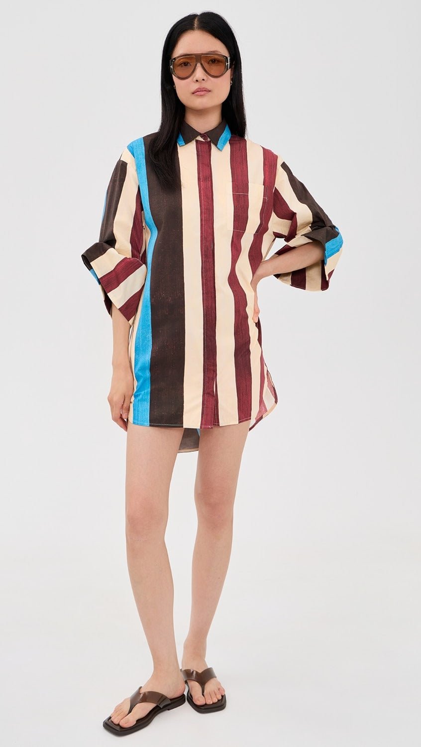 Nico Dress in Caffe Stripe - obligato