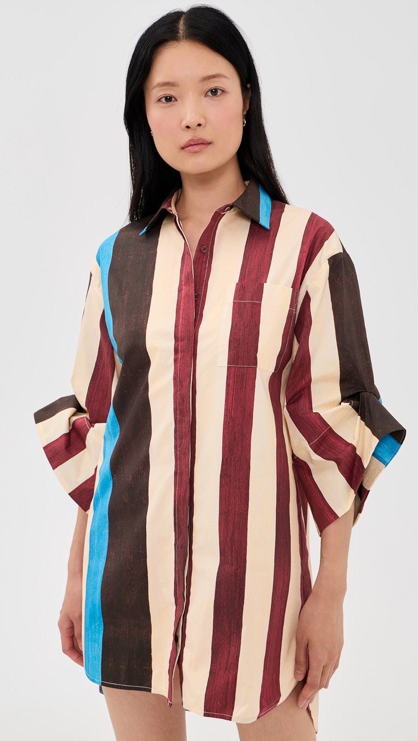 Nico Dress in Caffe Stripe - obligato