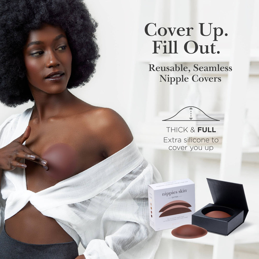 Nippies Skin Adhesive Nipple Covers with Extra Coverage: Creme - obligato