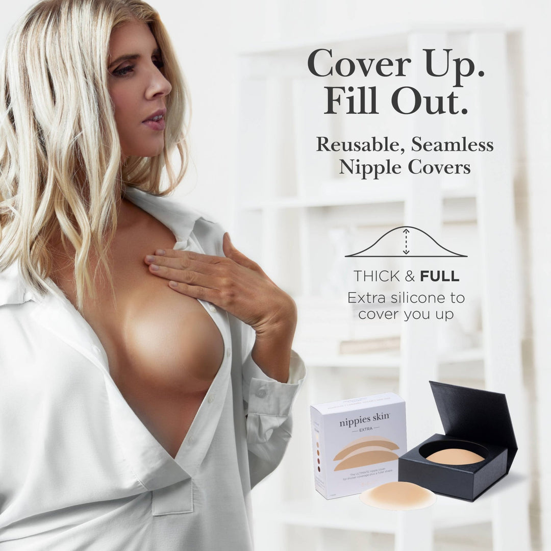 Nippies Skin Adhesive Nipple Covers with Extra Coverage: Creme - obligato