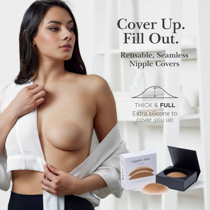 Nippies Skin Adhesive Nipple Covers with Extra Coverage: Creme - obligato