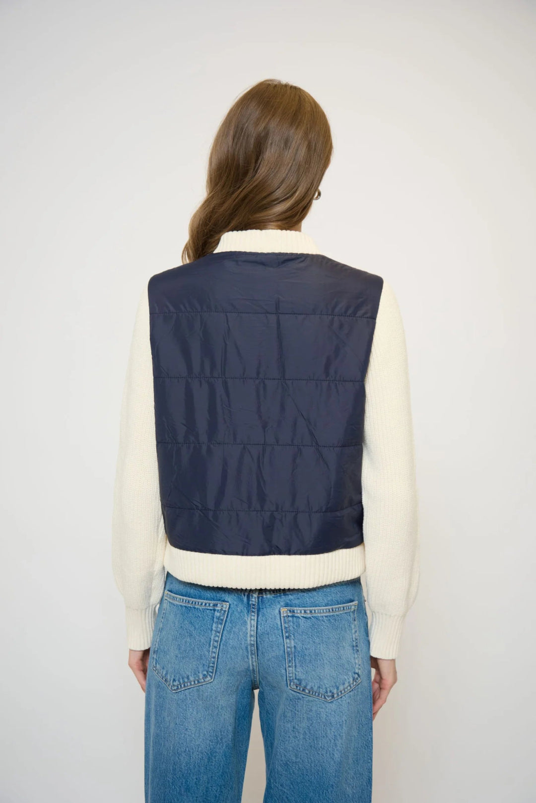 Nylon Quilted Jacket With Sweater Sleeves - obligato