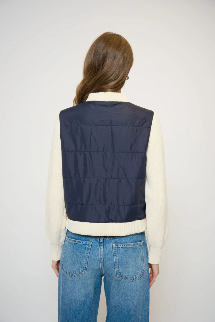 Nylon Quilted Jacket With Sweater Sleeves - obligato