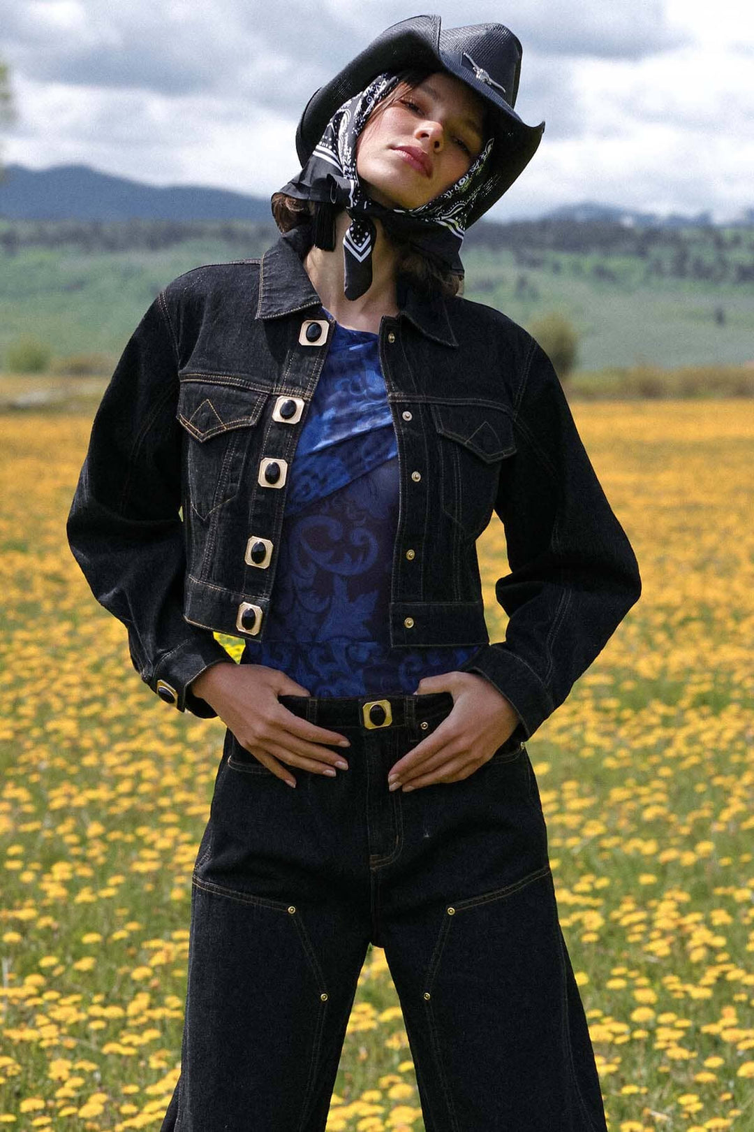 Off - Shoulder Paisley Mesh Bodysuit: Navy Cobalt / S - obligato