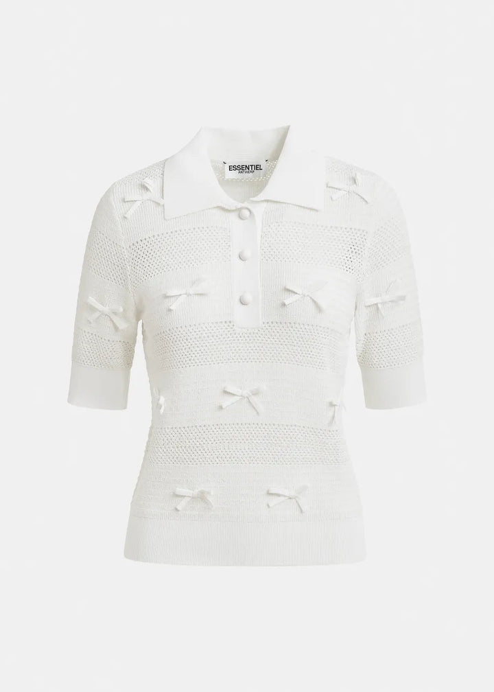 Off - white bow - embellished knit polo - obligato