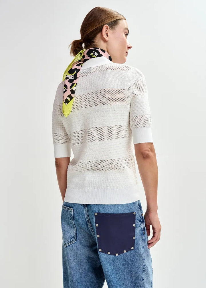 Off - white bow - embellished knit polo - obligato