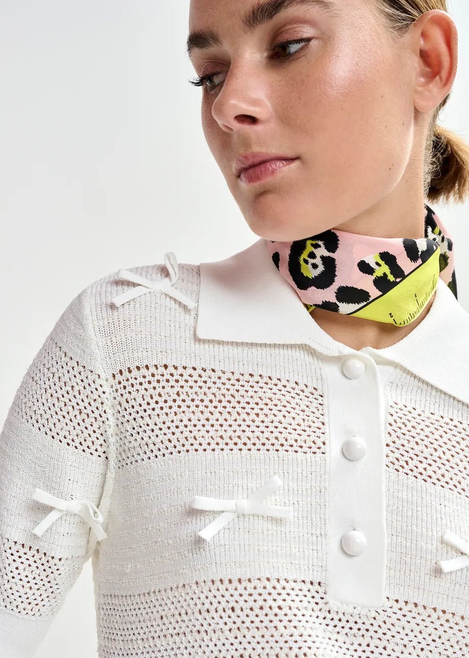 Off - white bow - embellished knit polo - obligato