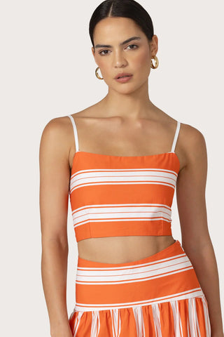 Oliver Poplin Top in Salsa Stripe - obligato