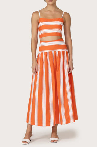 Oliver Poplin Top in Salsa Stripe - obligato