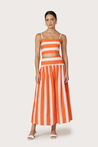 Oliver Poplin Top in Salsa Stripe - obligato