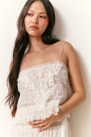 Ondeline Silk Lace Ruffle Cami - obligato