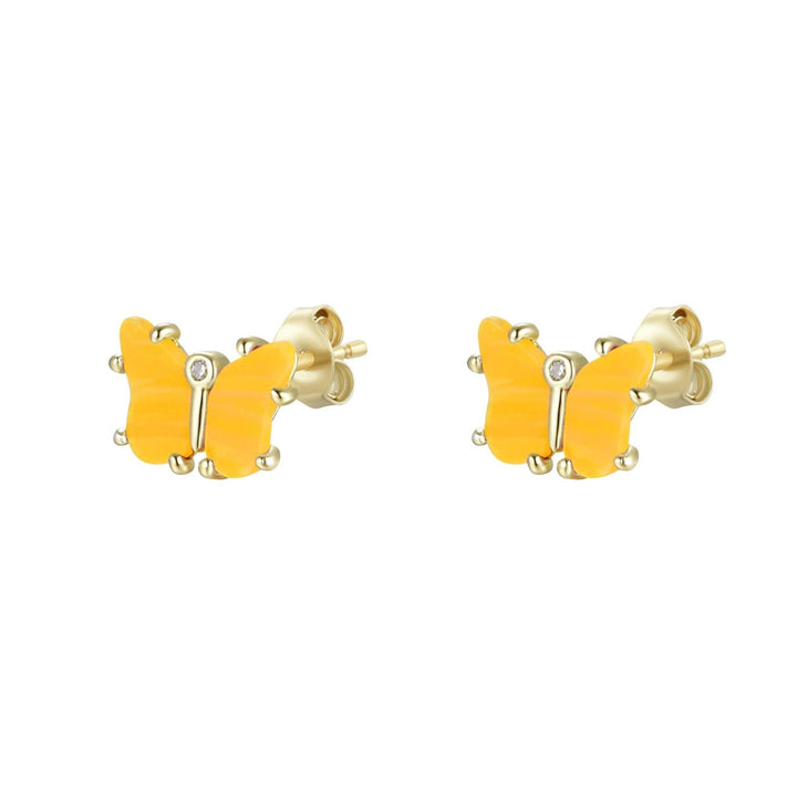 Opal Butterfly Stud Earrings: Light Blue Opal / Gold - obligato