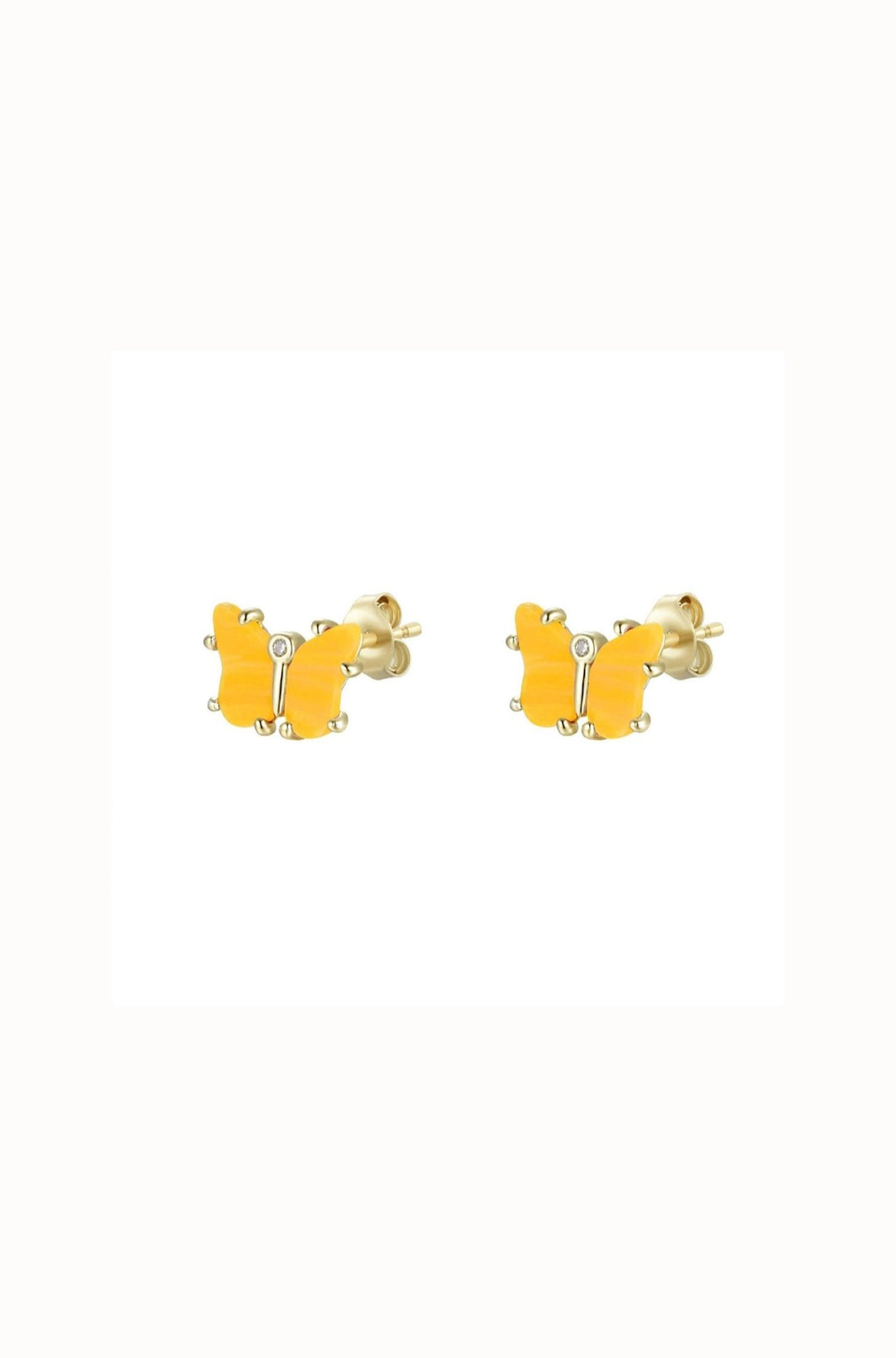Opal Butterfly Stud Earrings: Tangerine Opal / Gold - obligato