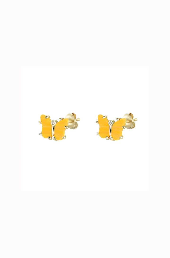 Opal Butterfly Stud Earrings: Tangerine Opal / Gold - obligato