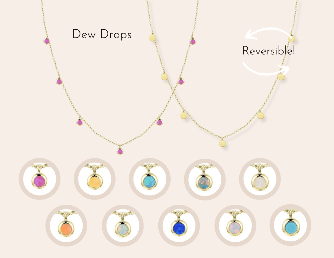Opal Dew Drops Reversible Layering Necklace: White Opal - obligato