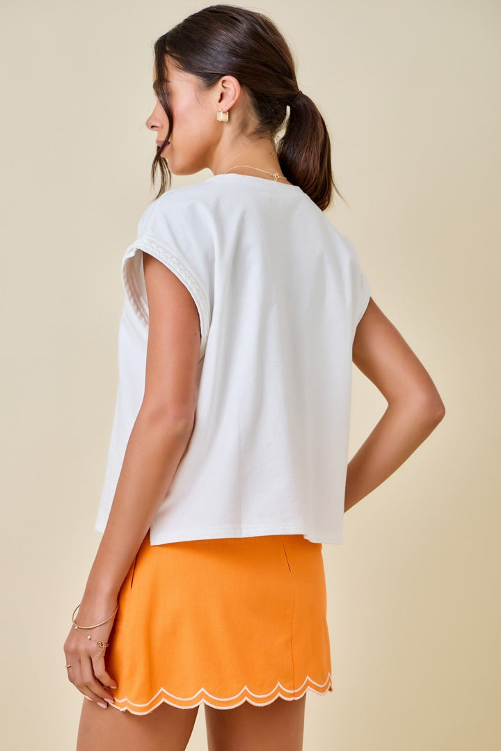 Orange Scalloped Hemi Mini Skirt - obligato