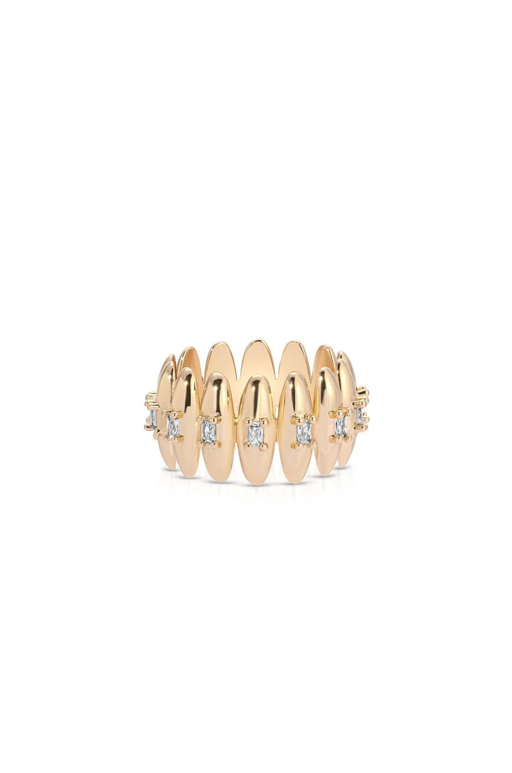 Oval Dome Baguette Band Ring: Clear Crystals / 7 - obligato