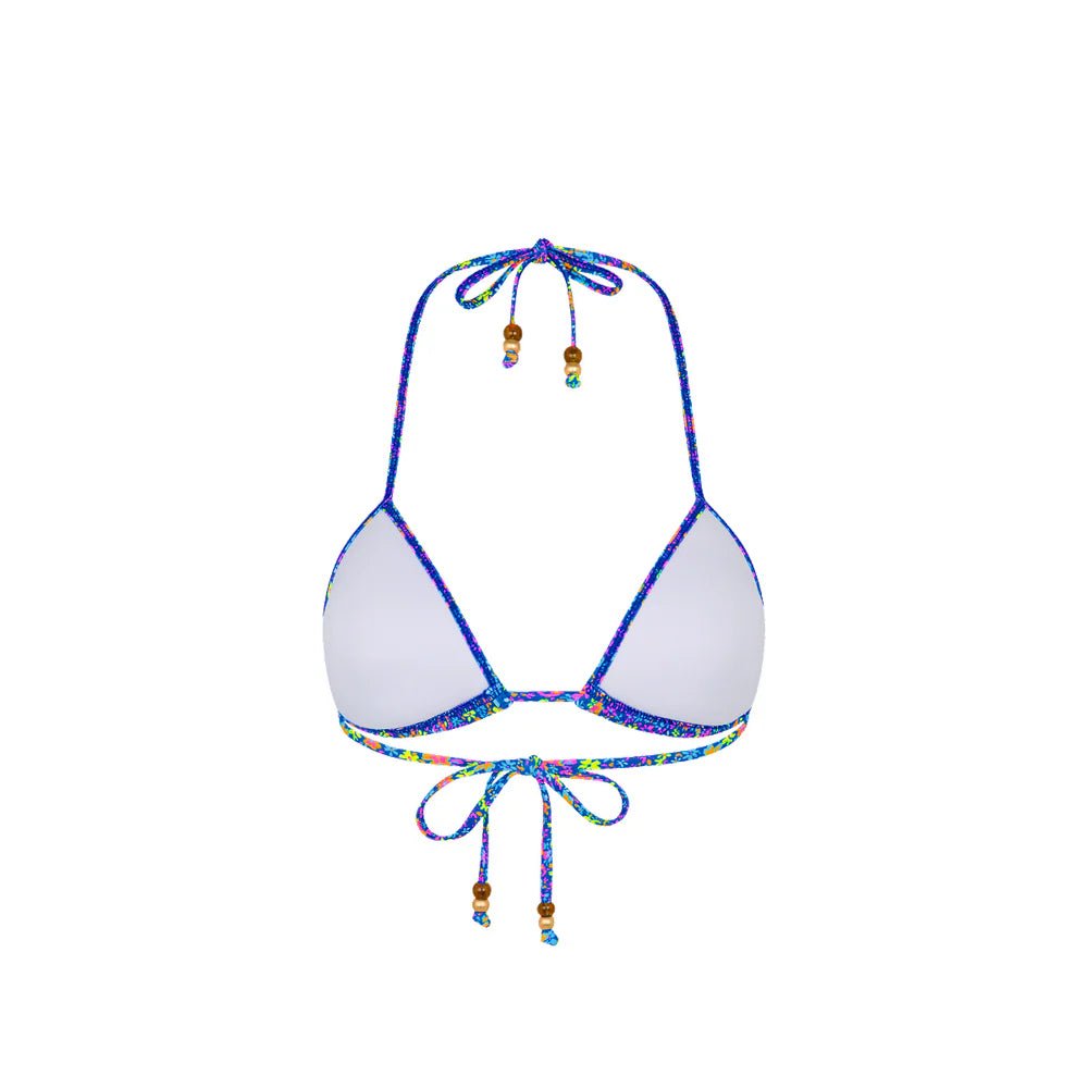 Padded Bind Triangle Bikini Top in Electric Bloom - obligato
