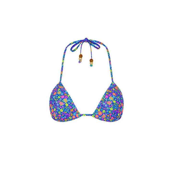 Padded Bind Triangle Bikini Top in Electric Bloom - obligato