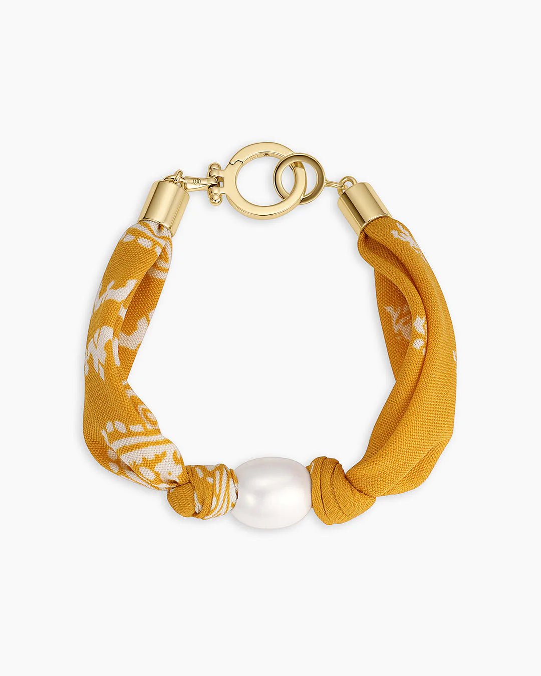 Paisley Bandana Pearl Bracelet in Orange - obligato