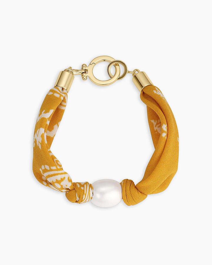 Paisley Bandana Pearl Bracelet in Orange - obligato