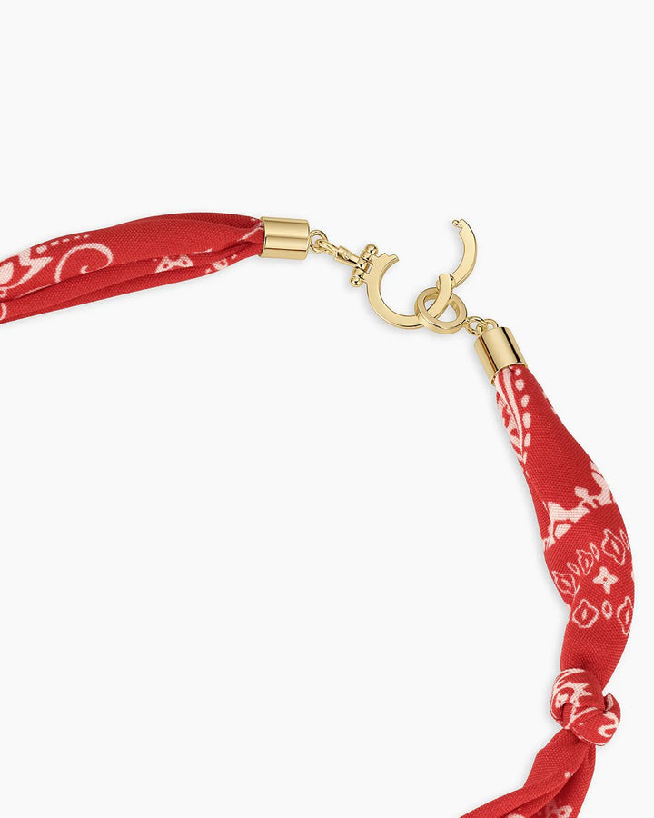 Paisley Bandana Pearl Necklace in Red - obligato
