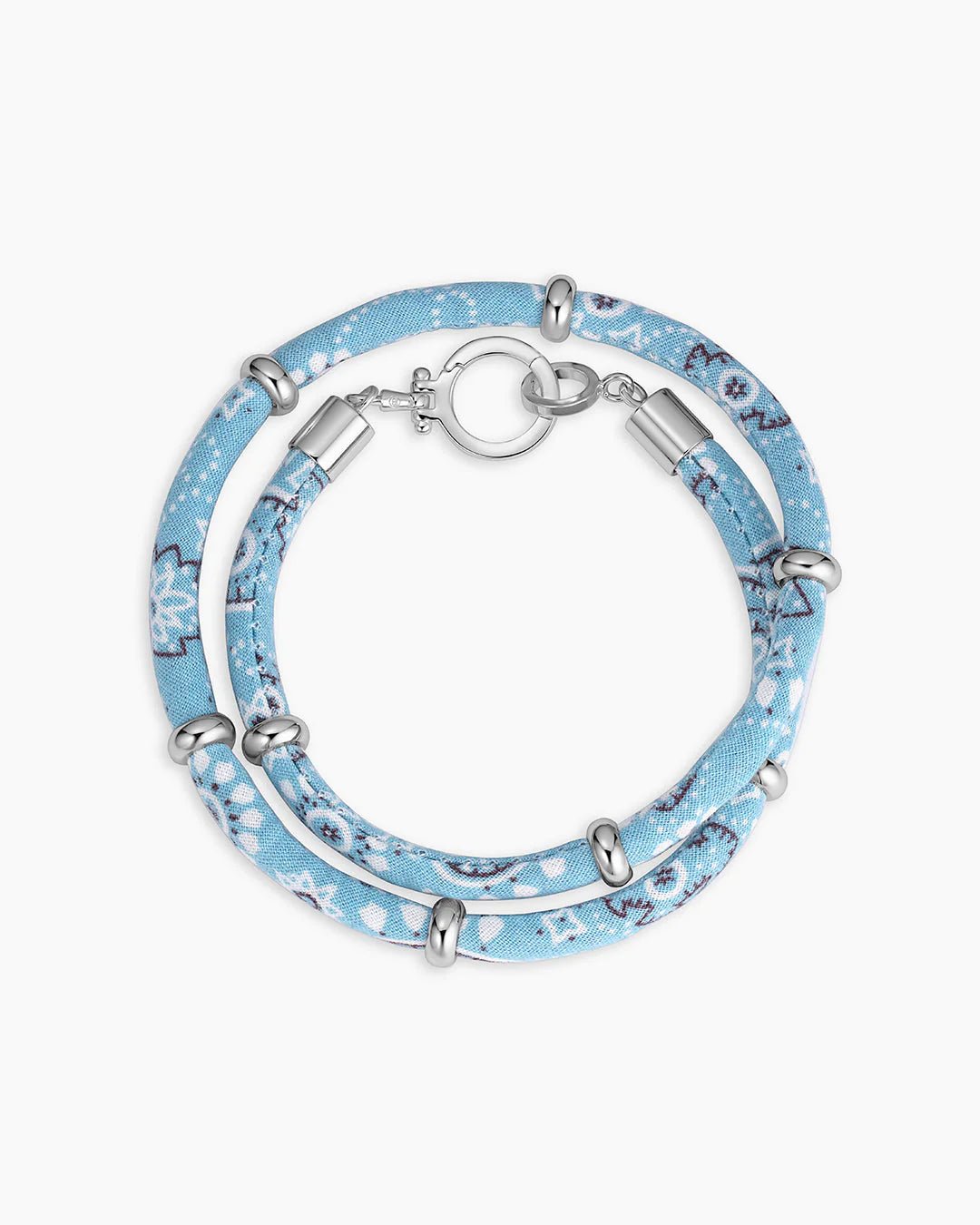 Paisley Bandana Wrap Bracelet in Light Blue - obligato