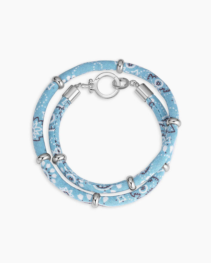 Paisley Bandana Wrap Bracelet in Light Blue - obligato