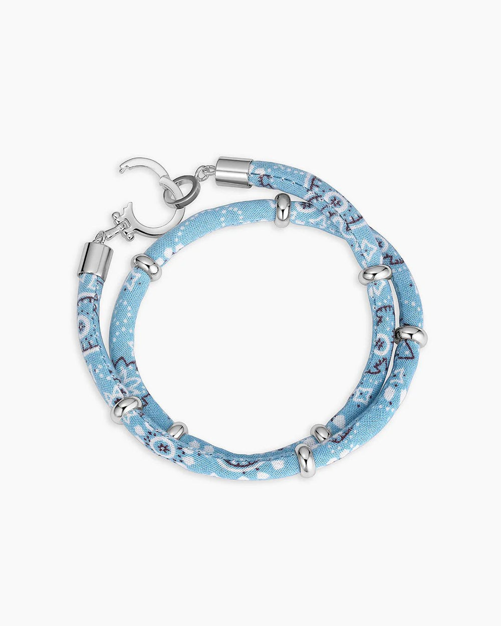 Paisley Bandana Wrap Bracelet in Light Blue - obligato
