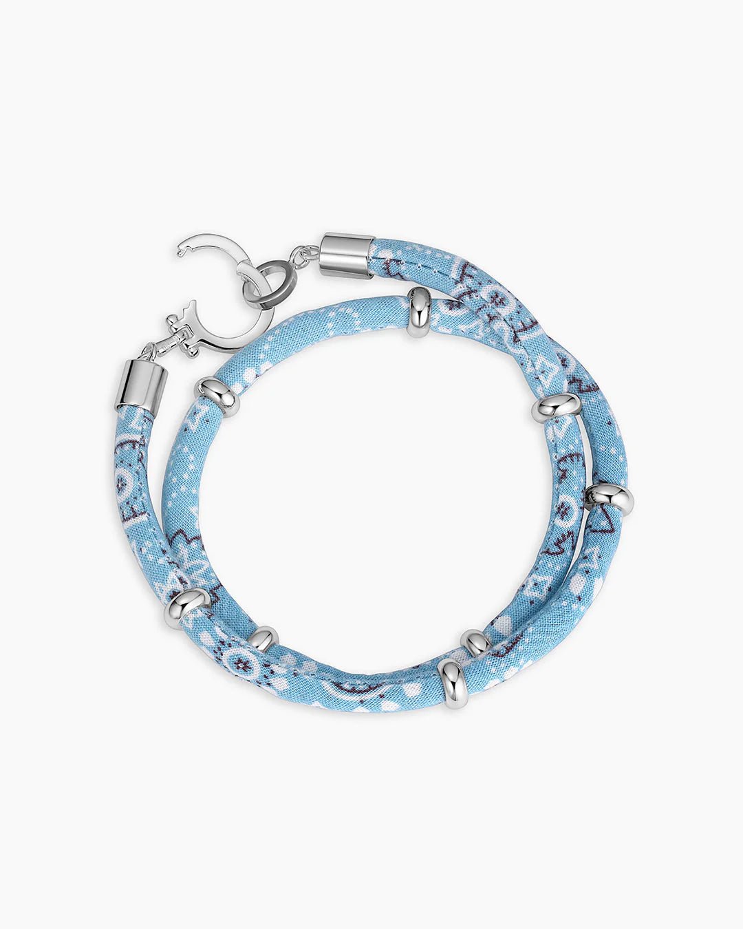 Paisley Bandana Wrap Bracelet in Light Blue - obligato
