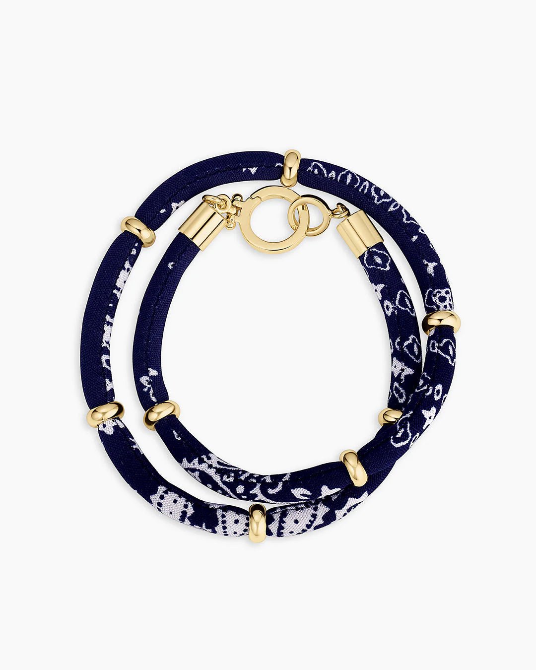 Paisley Bandana Wrap Bracelet in Navy - obligato