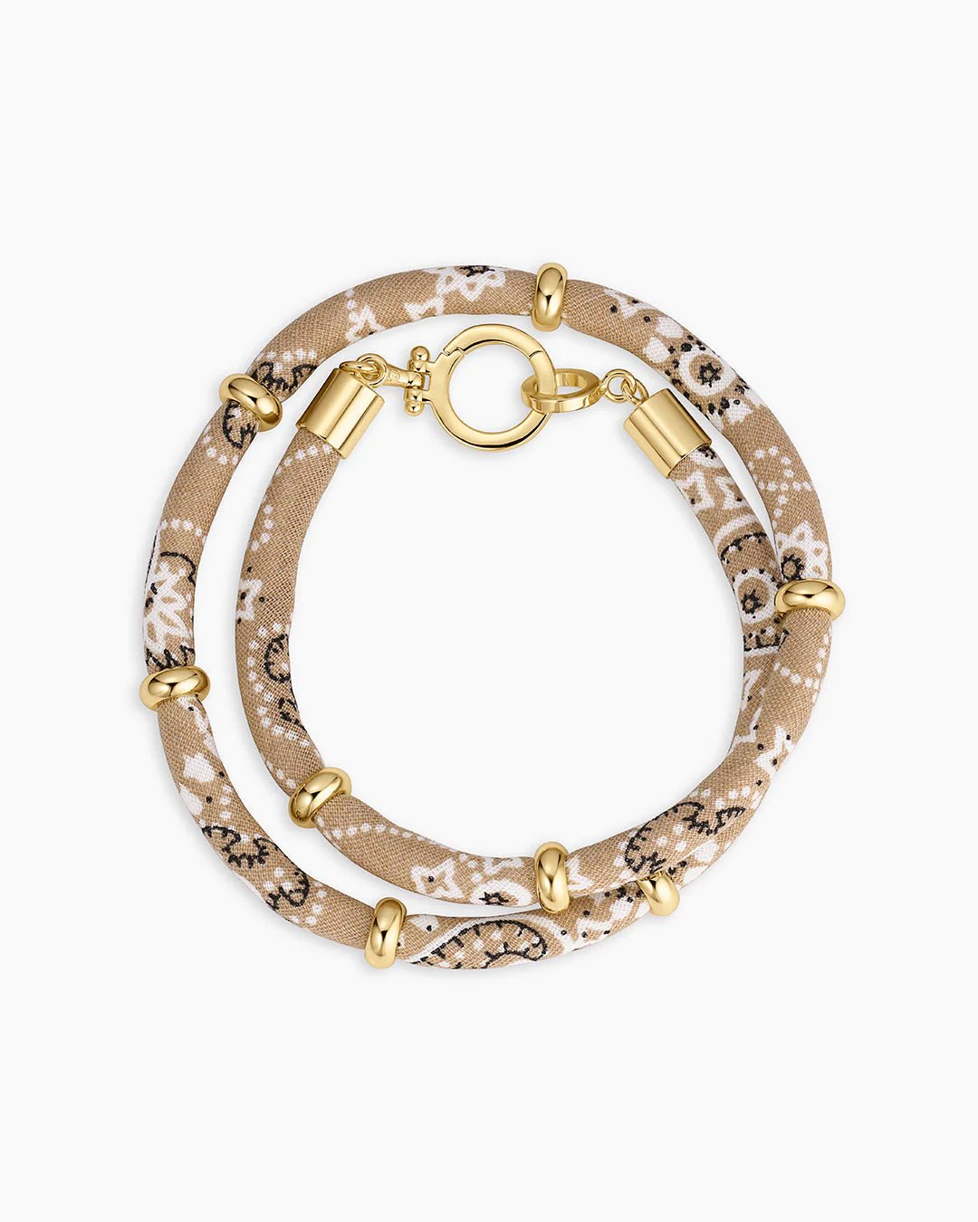 Paisley Bandana Wrap Bracelet in Taupe - obligato