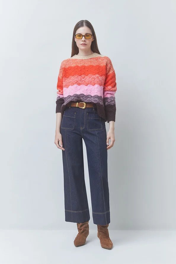 PANAYO Scalloped striped sweater - obligato