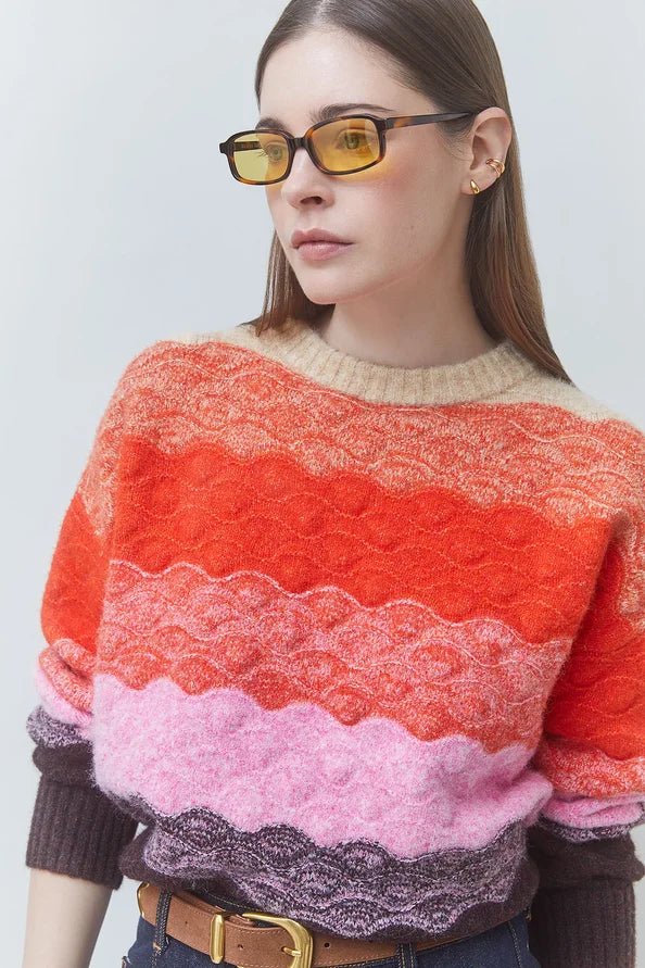 PANAYO Scalloped striped sweater - obligato