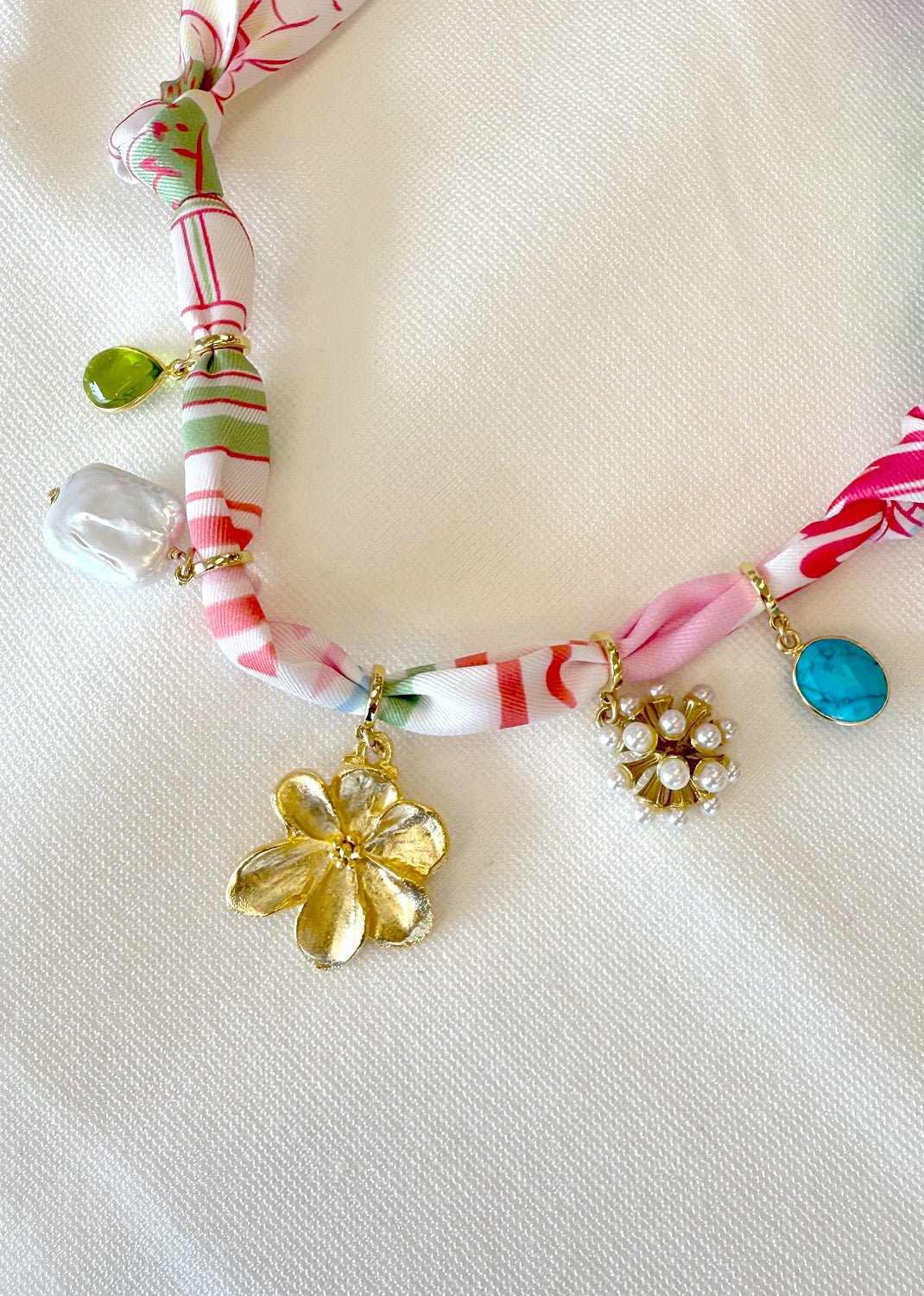 Pastel Multi 5 Charm Twilly Necklace - obligato
