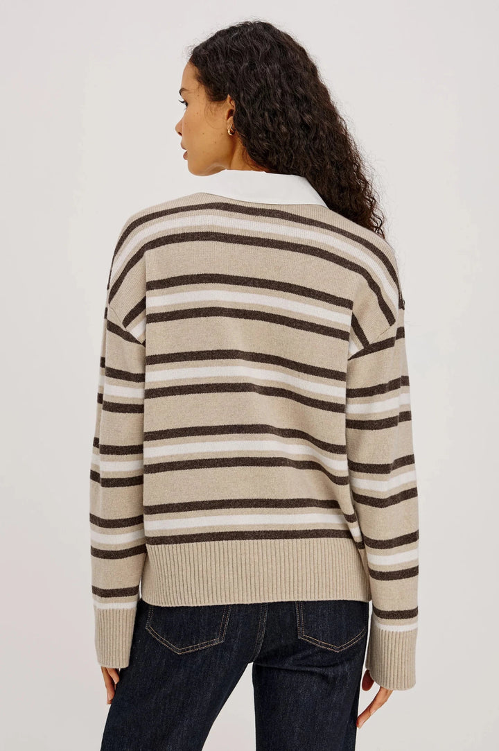 Paxton Sweater in Heather Oat Stripe - obligato
