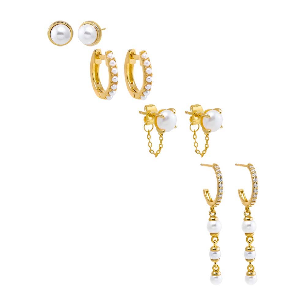 Pearls & More Earring Combo Set: Pearl White - obligato