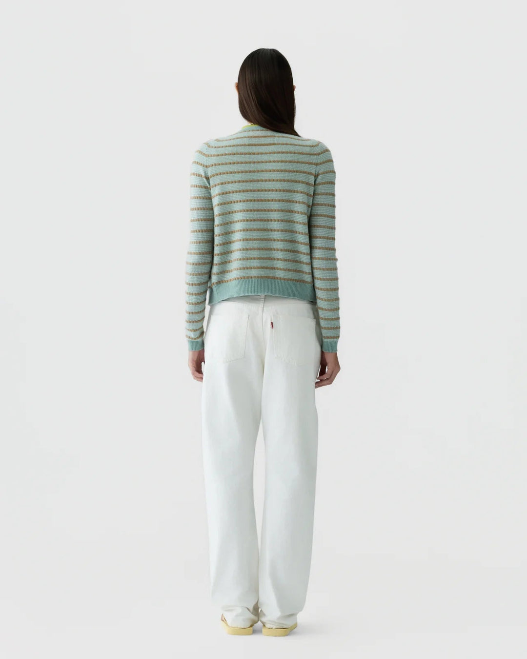 Pebble Stripe Jane Cardigan in Sage Brush Combo - obligato