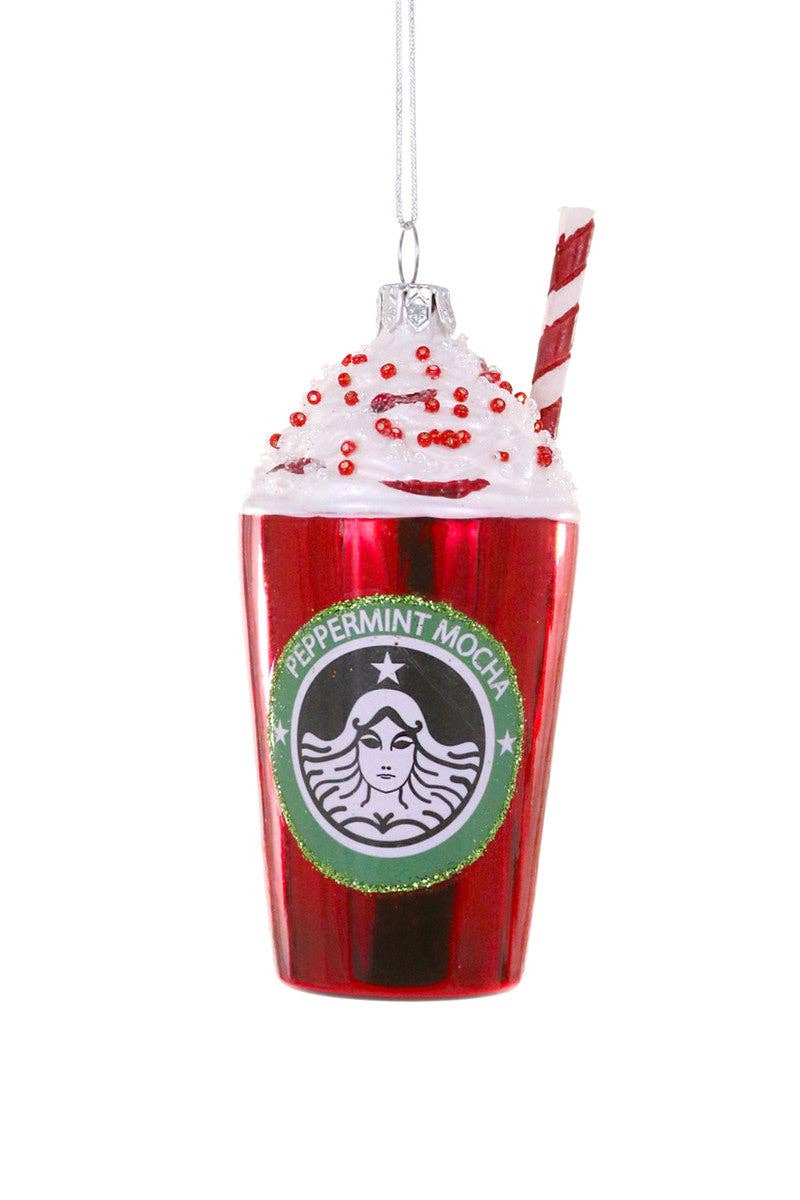 Peppermint Mocha Glass Ornament - obligato