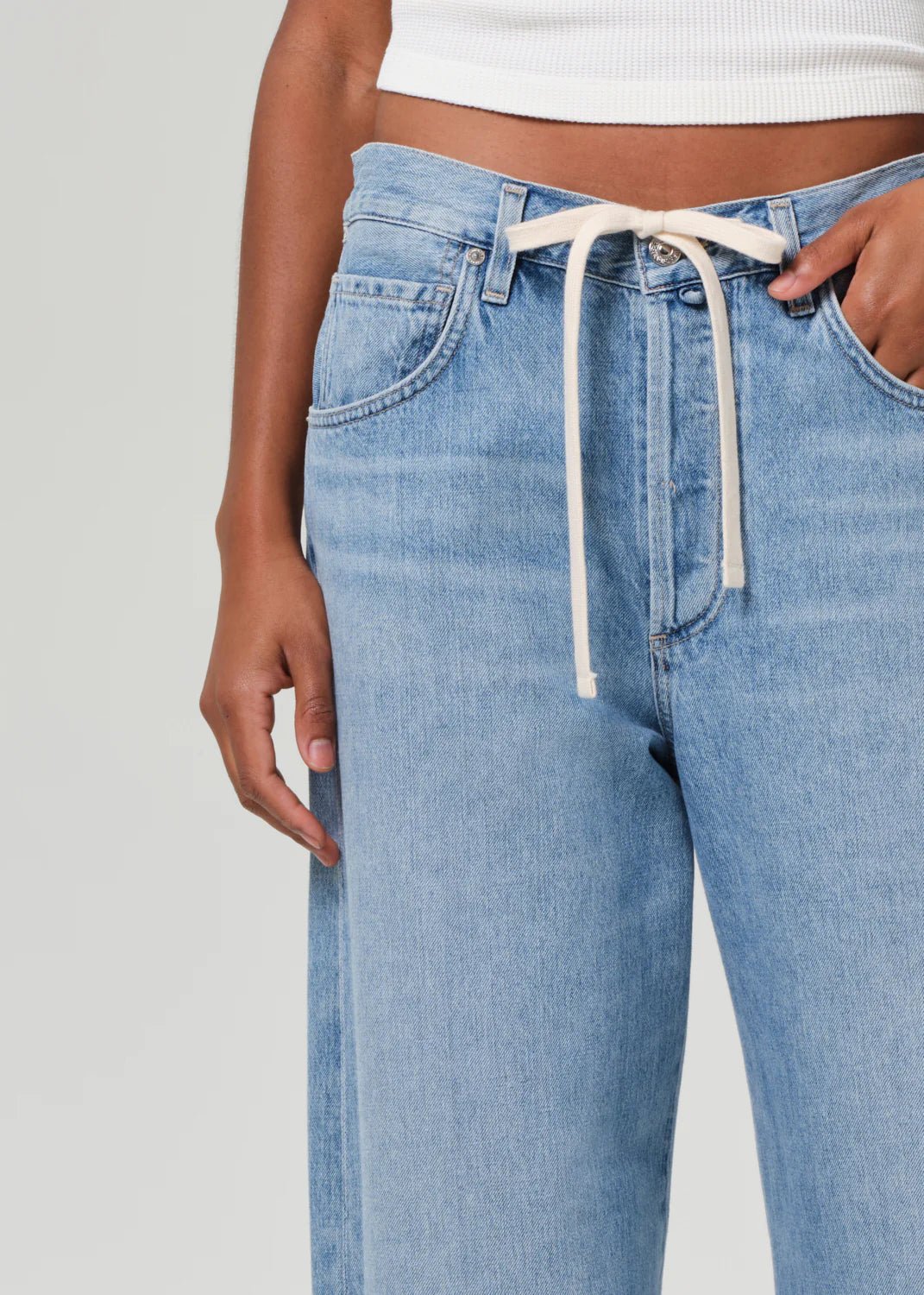 Petite Brynn Drawstring Trouser in Blue Lace - obligato