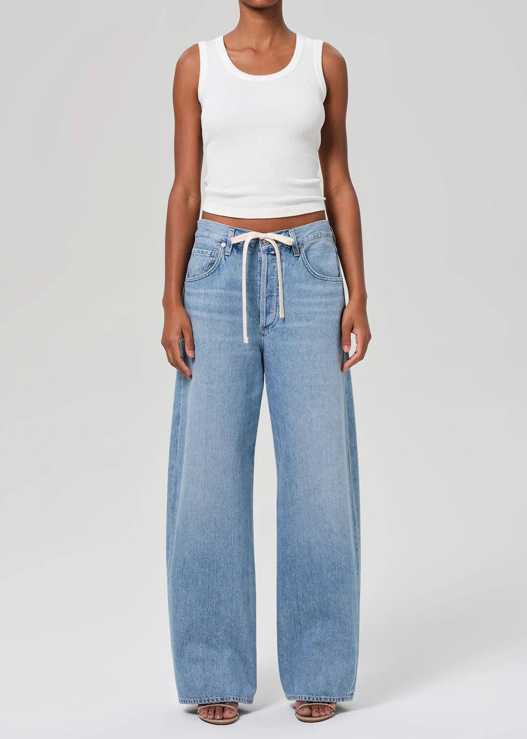 Petite Brynn Drawstring Trouser in Blue Lace - obligato