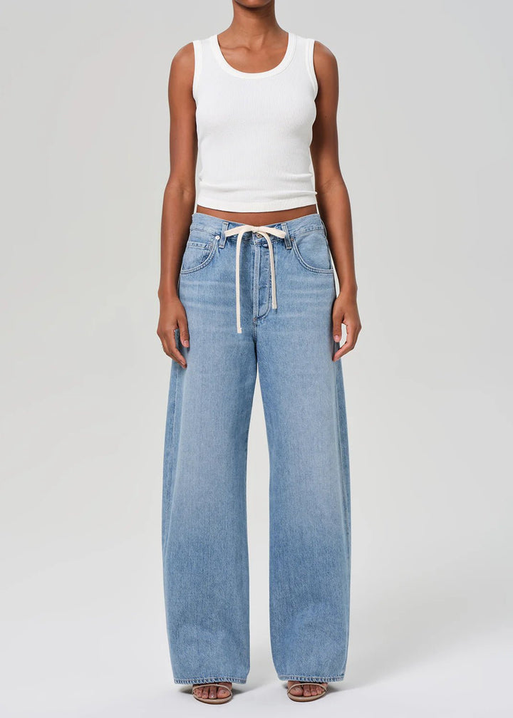 Petite Brynn Drawstring Trouser in Blue Lace - obligato