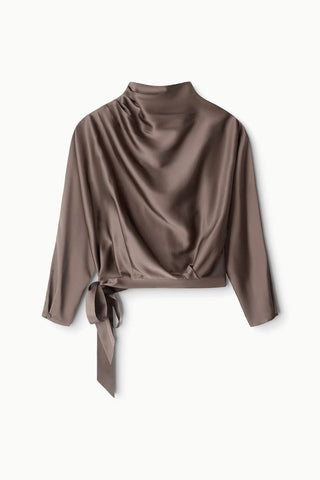 Phoebe Silk Top in Truffle - obligato
