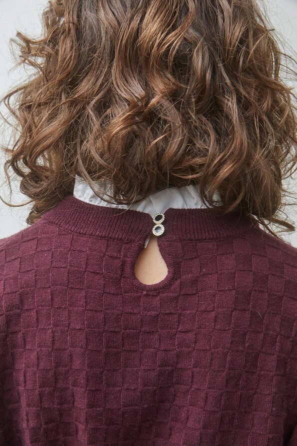 PICOLA Checked sweater with the collar detail - obligato