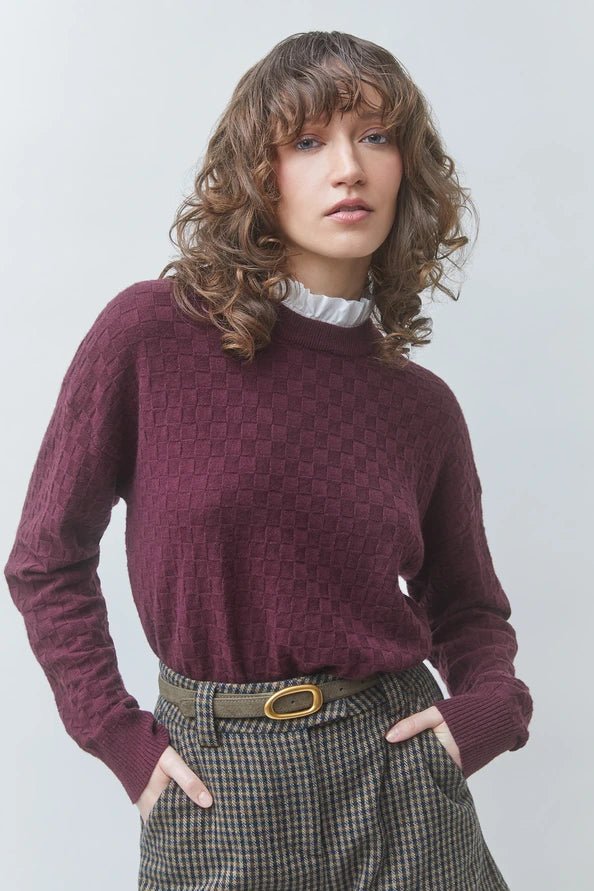 PICOLA Checked sweater with the collar detail - obligato