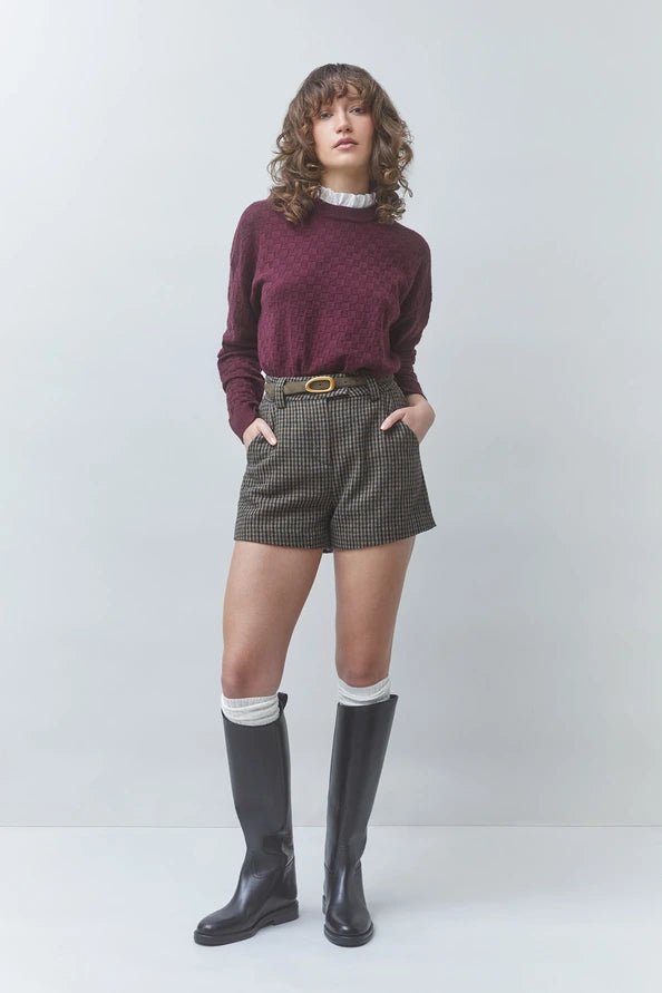 PICOLA Checked sweater with the collar detail - obligato