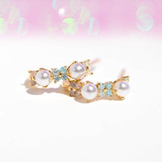 Pink Pearl Hoops: Gold - obligato
