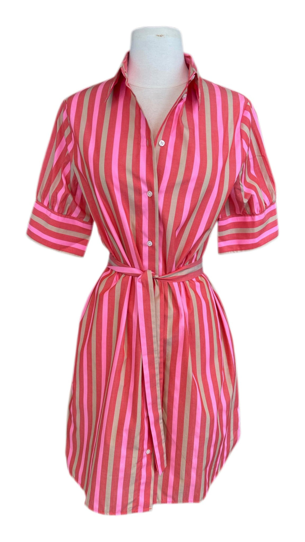 Pink Striped Shirt Dress - obligato