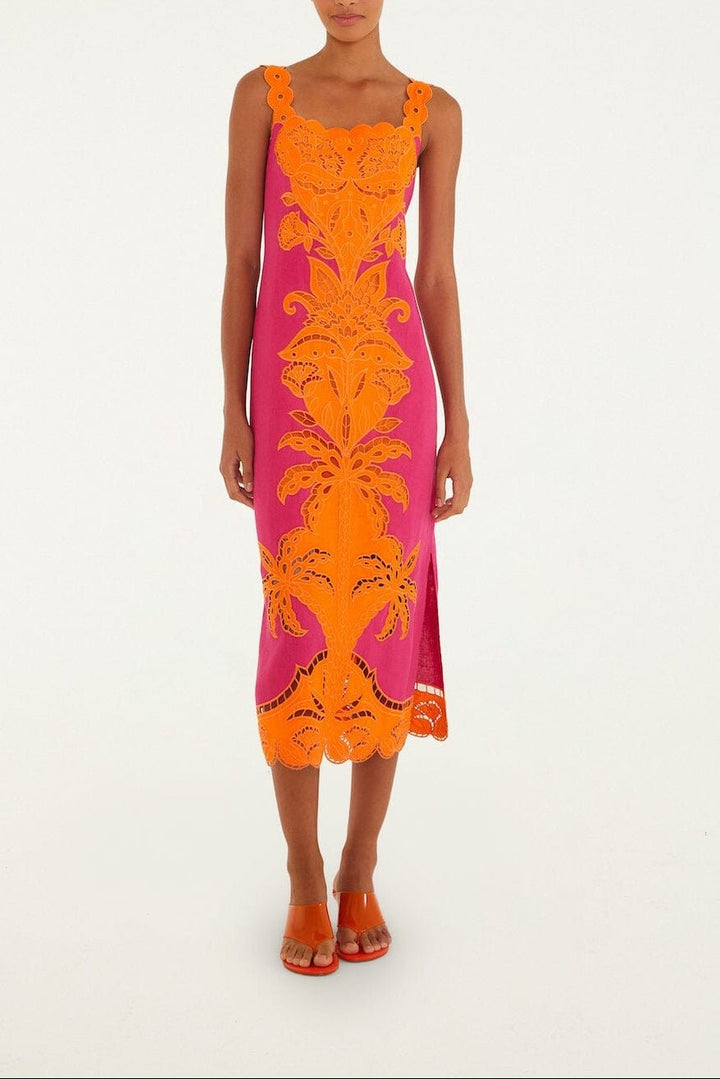 Pinke Cutwork Midi Dress - obligato